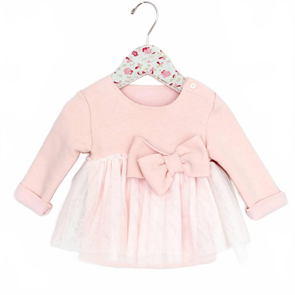NEW MAE LI ROSE girls' lily lace and bow 2-piece tunic and legging set in peach